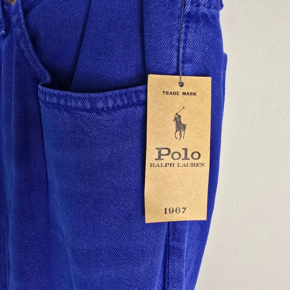 Polo Ralph Lauren Varick Slim Straight Hemp Denim Jeans Royal Blue Men 32x32 NEW